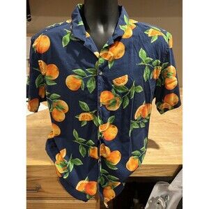 Old Navy Oranges Printed Short Sleeve Camp Shirt For Men Size Large